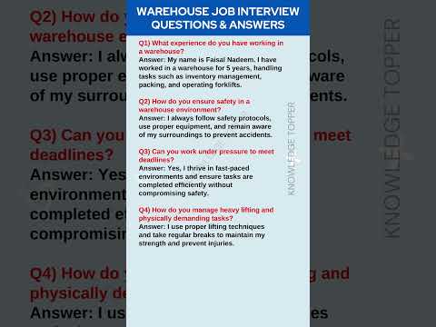 Warehouse Interview Questions and Answer | Warehouse Job Interview Questions and Answers