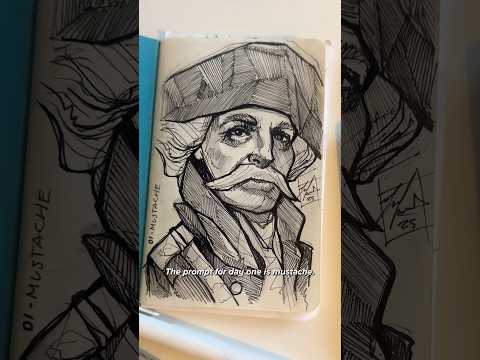 Inktober 2025 Day 01 - Mustache #shorts #inktober