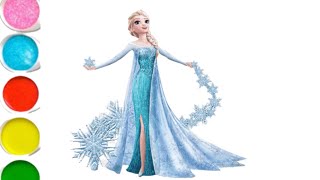 Beautiful Elsa Drawing for Kids, Painting & Coloring for Kids | Let's Draw Together