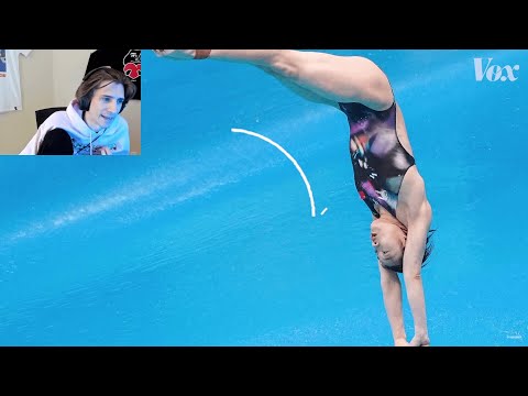 xQc reacts to How Olympic divers make the perfect tiny splash & First 172 World Record High Dive