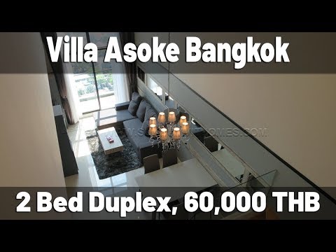 Villa Asoke Bangkok 2 bedroom duplex for rent 102 sqm 60,000 THB
