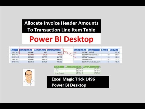 EMT 1493 Excel Formulas PivotTable Allocate Invoice Header Amounts To Transaction Line Table