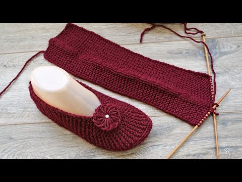 Следки по-турецки на двух спицах 🍒 Two-spoke slippers