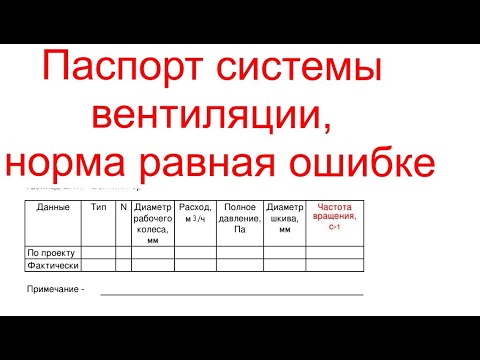Паспорт системы вентиляции, норма равная ошибке