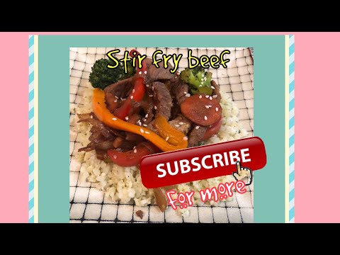 Low carb stir fry beef on cauliflower rice