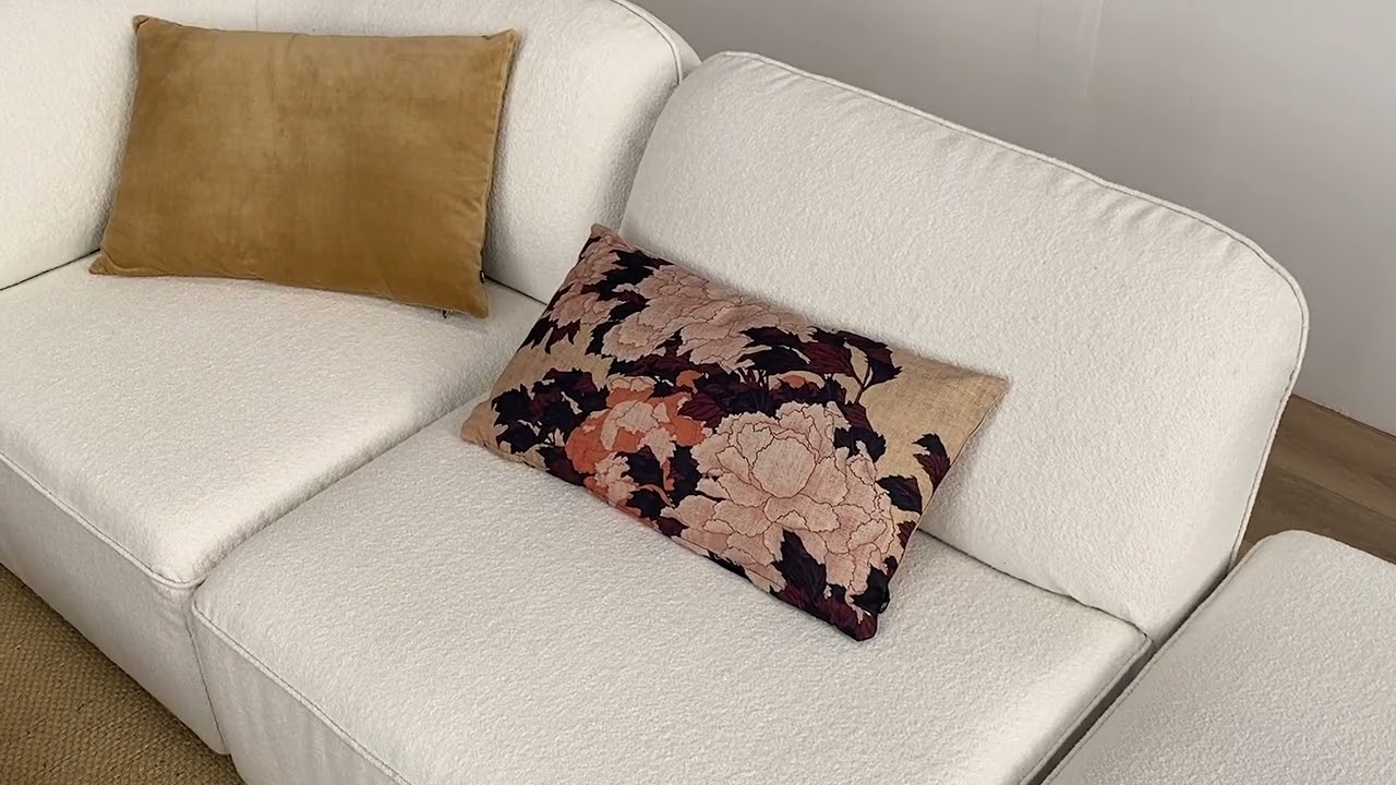 Video Noor - Angle r&eacute;versible pour canap&eacute; modulable en tissu bouclette