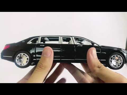 Машинка металлическая XLG 1:24 «Mercedes-Maybach S600 Pullman» M923T 20 см. инерционная, свет, звук / Черный