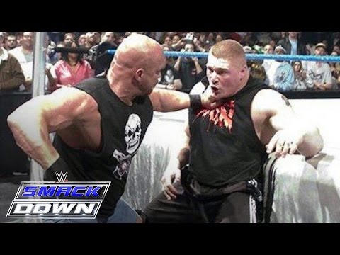 "Stone Cold" Steve Austin confronts Brock Lesnar days before WrestleMania: SmackDown, March 11, 2004