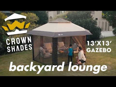 Crown Shades 15' x 13' Pop Up Gazebo - 6-Sided Canopy Tent - Mosquito Netting - GSIX-176 Lifestyle Video video thumbnail
