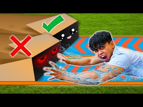 DONT Water Slide Through The WRONG Mystery Box!