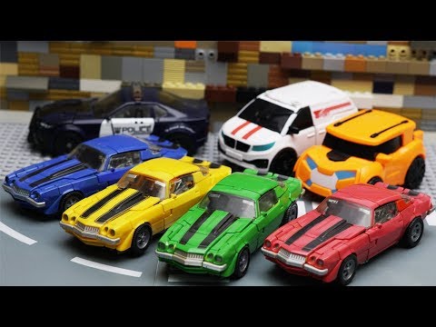 Transformers Bumblebee Movie Animation Robot Truck Gym Fail & Robbery Bank Police Car