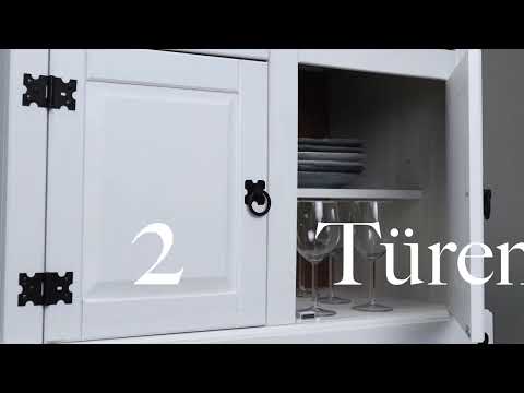 Kommode CAMPO im Landhaus Stil - Kiefer massiv in weiß - mit 2 Türen und 2 Schubladen - CARO-Möbel