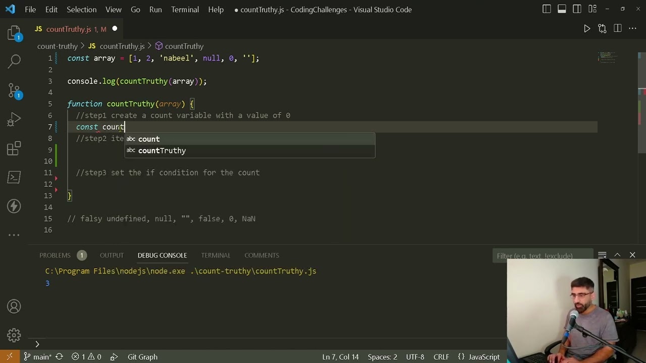 Coding Challenge #7 | JavaScript | Count truthy