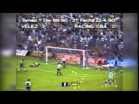 GOL (3) | Velez 3 Vs Racing CBA | Torneo 89/90 | Fecha 31 | FUNES