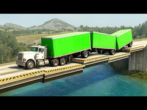 Car vs Trembling Bridge Challenge #3 in BeamNG Drive!
