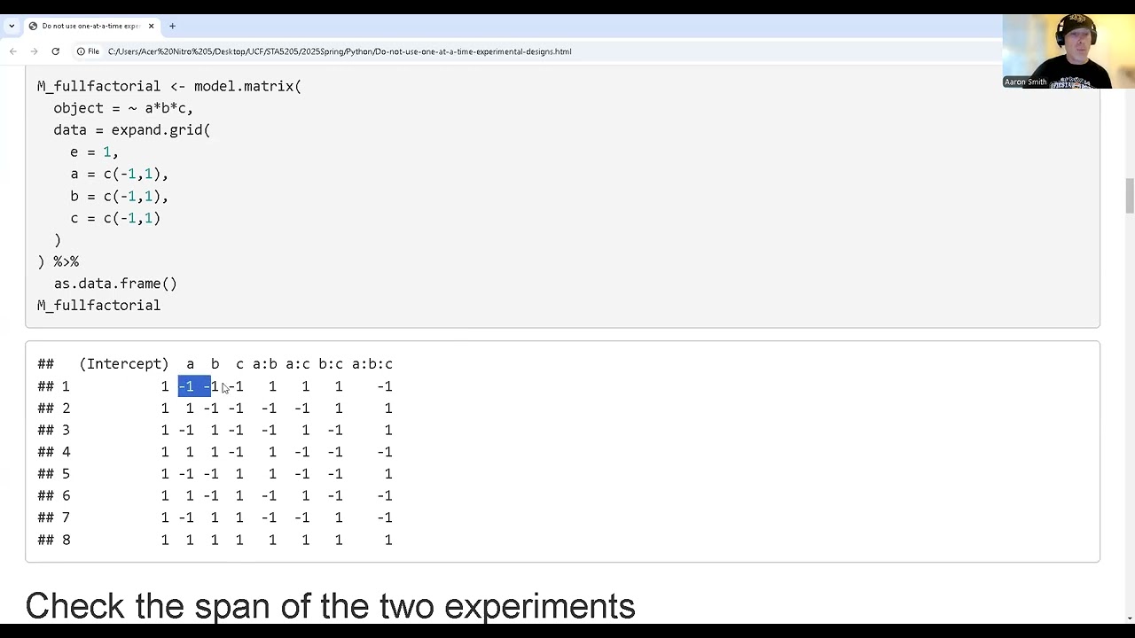 Do not use one-at-a-time experimental designs
