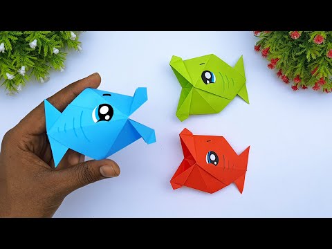 DIY How To Make Paper Talking Fish | Origami 3D Fish Easy | Moving Paper Toy Fish Making Ideas