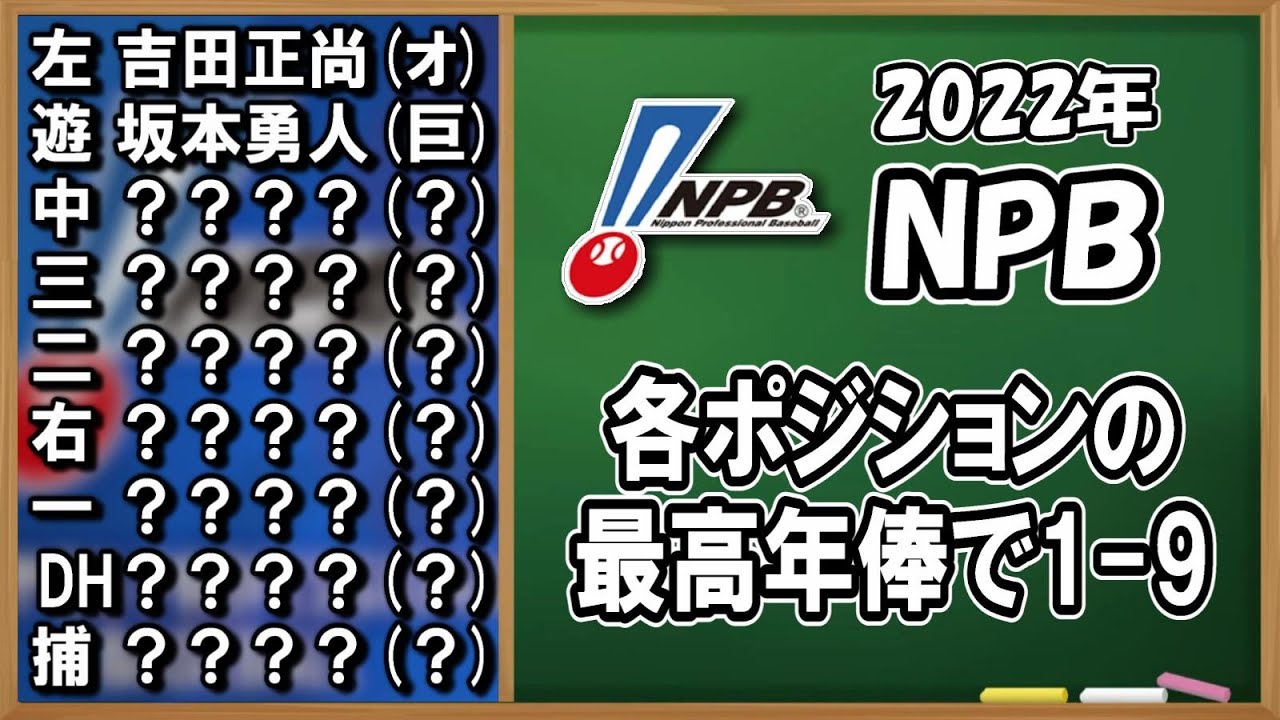 【プロ野球応援歌】2022年度 各ポジションの最高年俸で1-9〔音声歌詞付メドレー〕
