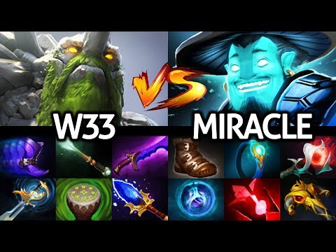 MIRACLE Storm Spirit VS W33 Tiny Epic Mid Battle 7.24 Dota 2