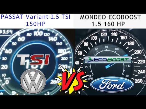 ford Mondeo 1.5 ecobooST 160 hp - VS -volkswagen  Passat Variant 1.5 tsi 150 HP- race acceleration