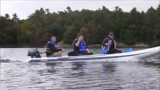 preview picture of video 'GRAND Inflatable Canoe ARGUS A550 with 8HP motor on top speed on McRae lake, ontario'