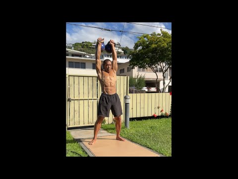 Day 228 FitPro Hawaii Workout - 2 lbs. Heavy Jump Rope+Double 20 kg. C&J Intervals (5 rounds/12’15”)