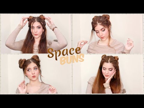 SPACE Buns | 4 easy Bun Hairstyles for girls | 4...