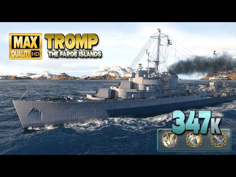 Destroyer Tromp: Great result on map The Faroe Islands - World of Warships