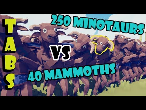 Totally Accurate Battle Simulator | 250 minotaurs (triclops and giants) vs 40 mammoths | TABS