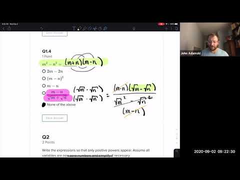 Math 1203-R01 Q&A Lecture 1 - Going over quiz 1 - with Guest lecturer John Adamski!