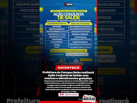 Prefeitura de Campos Belos realizará Ação Conjunta de Saúde com exames e atendimentos gratuitos
