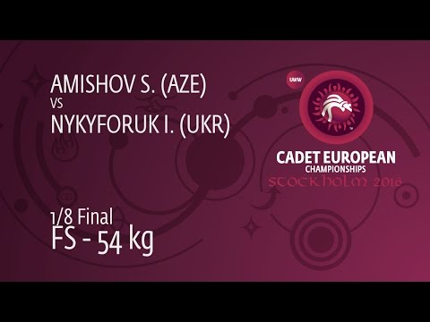 1/8 FS - 54 kg: S. AMISHOV (AZE) df. I. NYKYFORUK (UKR), 12-6