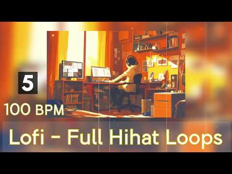 100 BPM Full Hihat Drum Loops 5 [FREE Serpent Lofi Sample Packs] | Royalty Free Stock Drum Samples