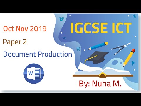 IGCSE ICT Oct Nov 2019 Paper 2 Document Production Word