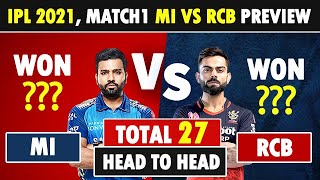 MI vs RCB IPL 2021 Match 1 Preview Head to Head Wins in Total Matches | VIVO IPL 2021 Opener