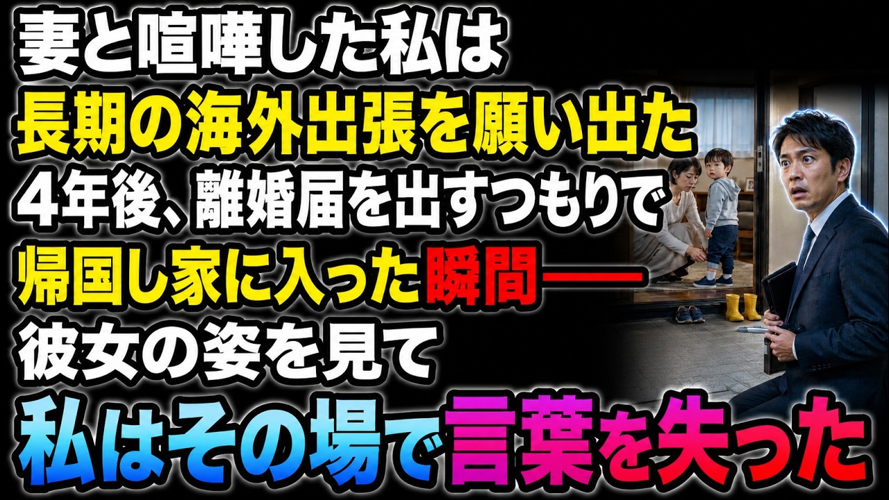 妻と喧嘩した私は、長期の海外出張を願い出た。4年後、離婚届を出すつもりで帰国し、家に入った瞬間――彼女の姿を見て、私はその場で言葉を失った