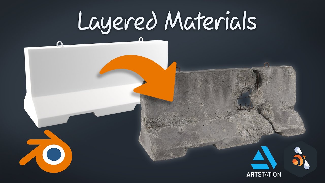 How to create a Jersey Barrier in BLNEDER | texturing with layered materials