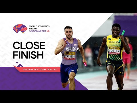 Nail biting finish for Jamaica in mixed 4x100m relay | World Athletics Relays Guangzhou 25