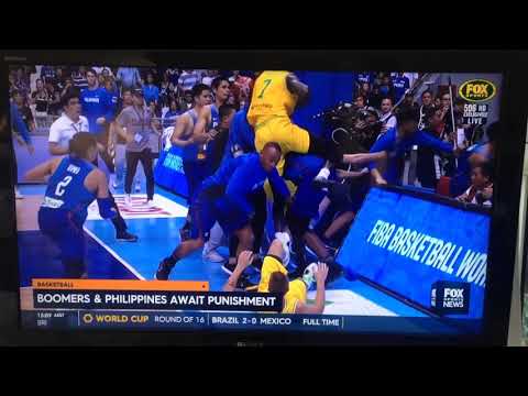 THON MAKER Flying Kicks Australia vs Phillipines Basketball Brawl