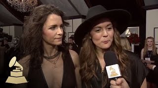 Brandi Carlile with Tyler Oakley | Red Carpet | 58th GRAMMYs