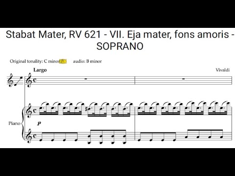 VIVALDI Stabat Mater VII EJA MATER FONS AMORIS piano accompaniment karaoke base soprano with score