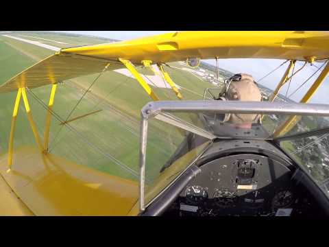 Boeing Stearman - Formation Break Landing (Helmet Cam)