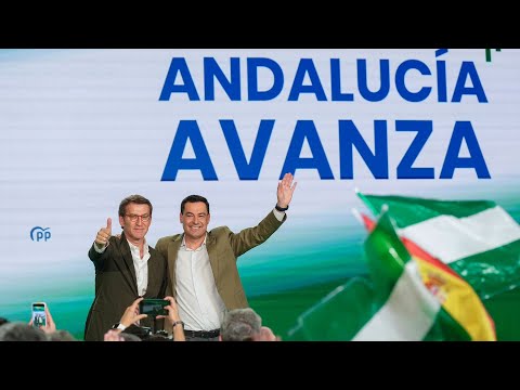 Alberto Núñez Feijóo y Juanma Moreno clausuran un acto del PP en Sevilla