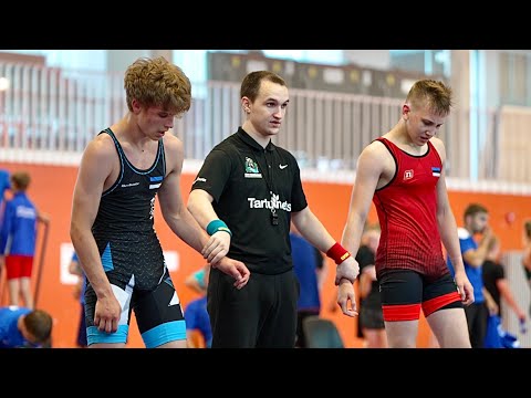 U17 Tanel Laisarv (EST) vs Markus Abilon (EST) 65kg. Greco-roman boys youth wrestling.