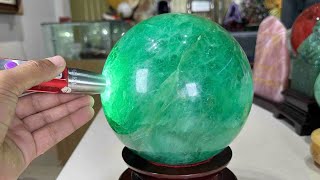 Quả Cầu Phong Thuỷ Đá Tự Nhiên Fluorite Xanh Ngọc Lục Bảo Đẹp 9.6kg-17.5cm