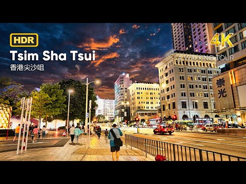 Tsim Sha Tsui: o movimentado centro de alimentação, compras e vida noturna de Hong Kong | 4K HDR