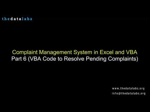 Complaint Management System in EXCEL and VBA ( part 6 )