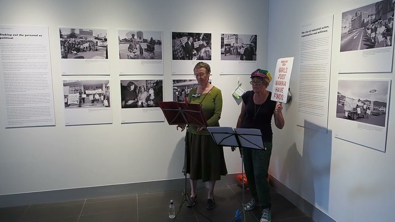 The PJs Singing Equal Pay Song at 1970s Protest Photos Exhibition 8 March 2023