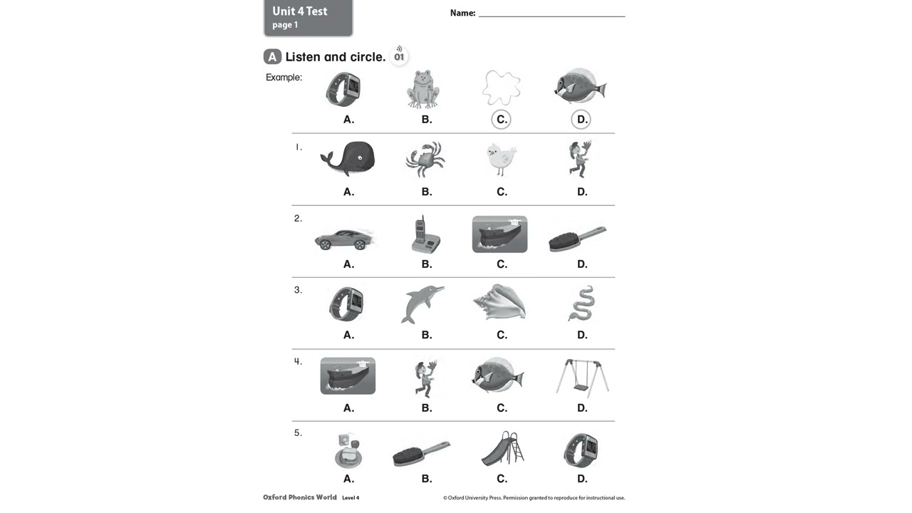 Oxford Phonics World 4 Unit 4 Test A