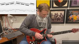 How to play A Kind of Magic by Queen guitar solo in one take. Tutorial and guitar tab